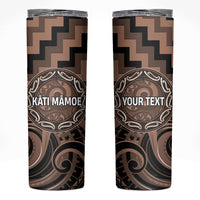 Aotearoa Kati Mamoe Personalised Skinny Tumbler Maori Iwi Poutama Puhoro Tattoo LT14 Brown - Polynesian Pride