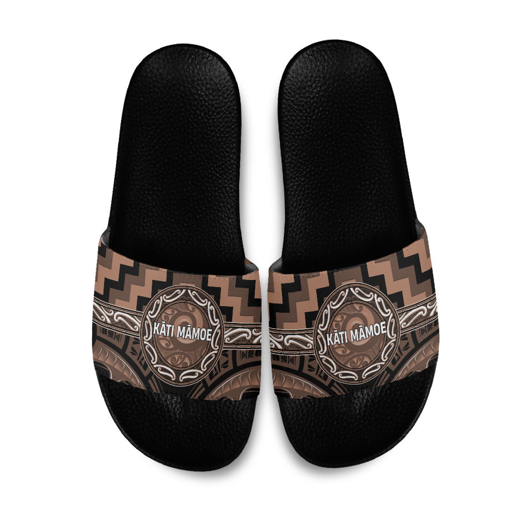Aotearoa Kati Mamoe Slide Sandals Maori Iwi Poutama Puhoro Tattoo