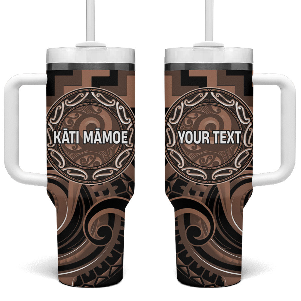 Aotearoa Kati Mamoe Personalised Tumbler With Handle Maori Iwi Poutama Puhoro Tattoo