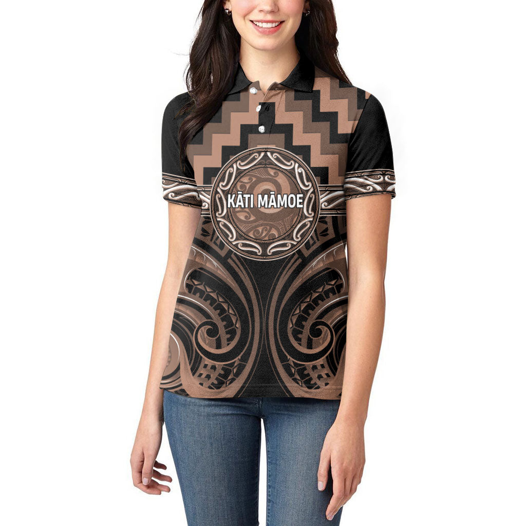 Aotearoa Kati Mamoe Personalised Women Polo Shirt Maori Iwi Poutama Puhoro Tattoo LT14 - Polynesian Pride