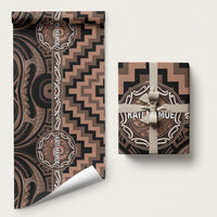 Aotearoa Kati Mamoe Wrapping Paper Maori Iwi Poutama Puhoro Tattoo LT14 58" × 23" Brown - Polynesian Pride