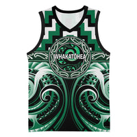 Aotearoa Whakatohea Personalised Basketball Jersey Maori Iwi Poutama Puhoro Tattoo LT14 Unisex Green - Polynesian Pride