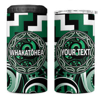 Aotearoa Whakatohea Personalised 4 in 1 Can Cooler Tumbler Maori Iwi Poutama Puhoro Tattoo LT14 One Size: 16 oz Green - Polynesian Pride
