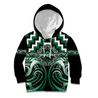 Aotearoa Whakatohea Personalised Kid Hoodie Maori Iwi Poutama Puhoro Tattoo LT14 Hoodie Green - Polynesian Pride