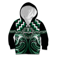 Aotearoa Whakatohea Personalised Kid Hoodie Maori Iwi Poutama Puhoro Tattoo LT14 Zip Hoodie Green - Polynesian Pride