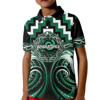Aotearoa Whakatohea Personalised Kid Polo Shirt Maori Iwi Poutama Puhoro Tattoo LT14 Kid Green - Polynesian Pride