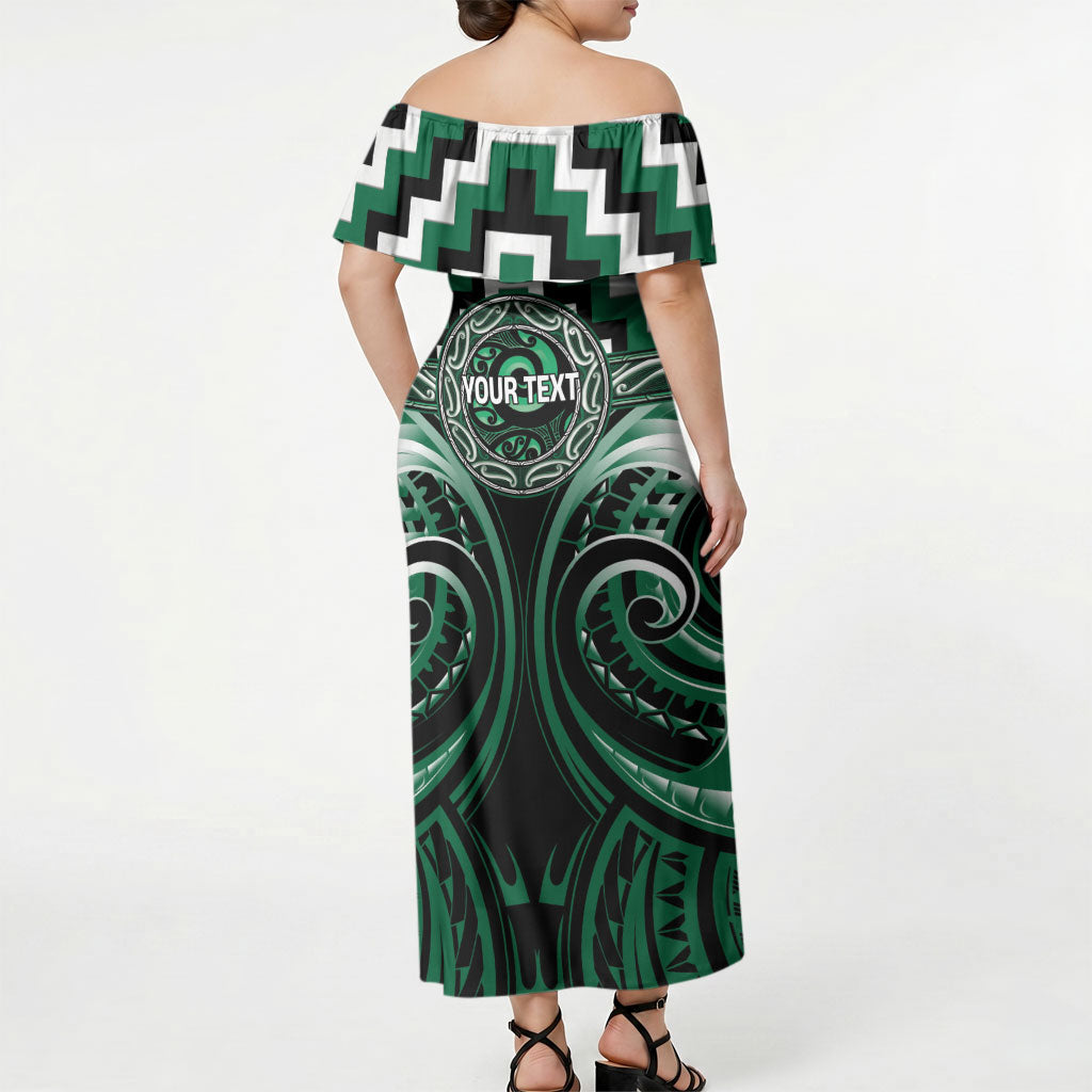Aotearoa Whakatohea Personalised Off Shoulder Maxi Dress Maori Iwi Poutama Puhoro Tattoo LT14 - Polynesian Pride