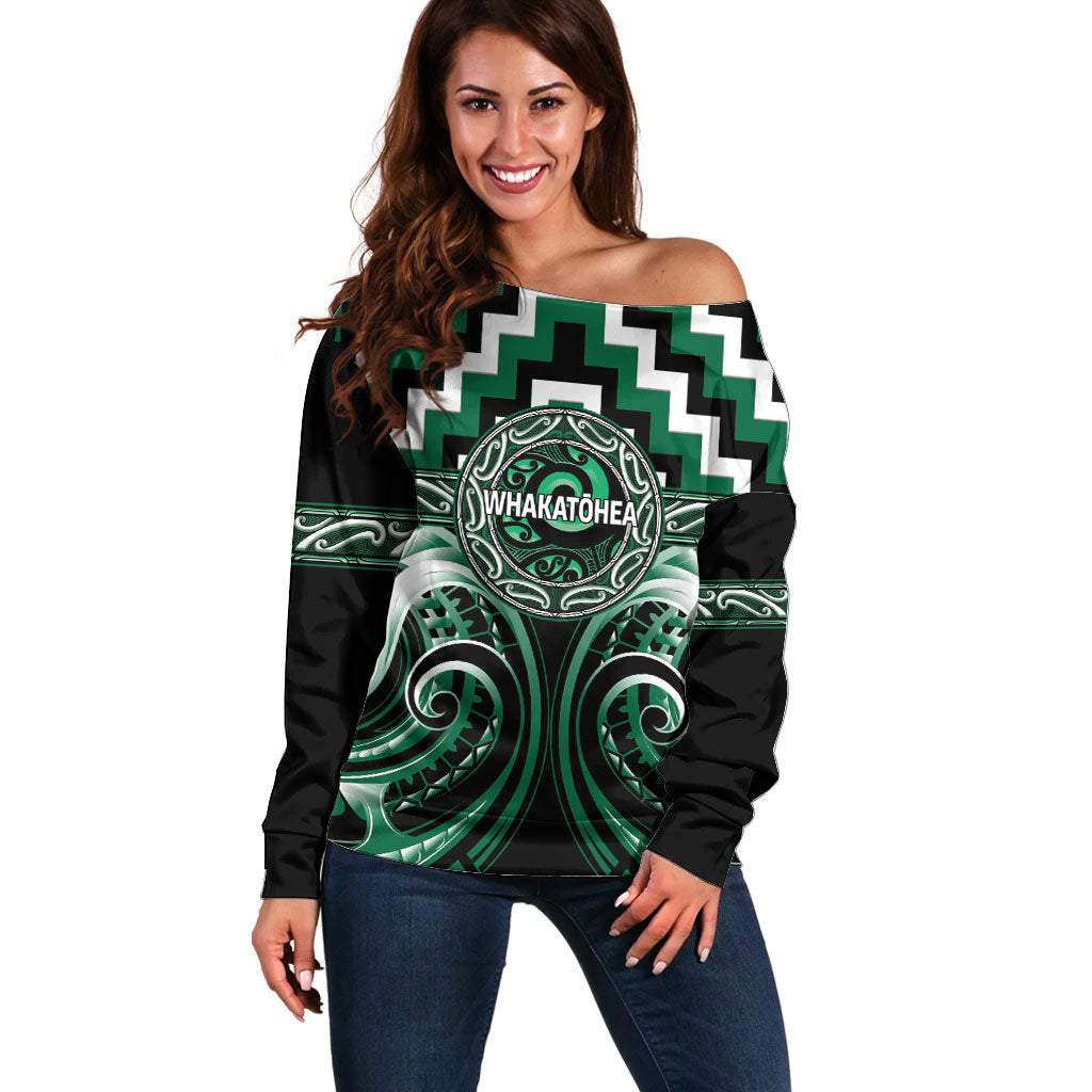Aotearoa Whakatohea Personalised Off Shoulder Sweater Maori Iwi Poutama Puhoro Tattoo