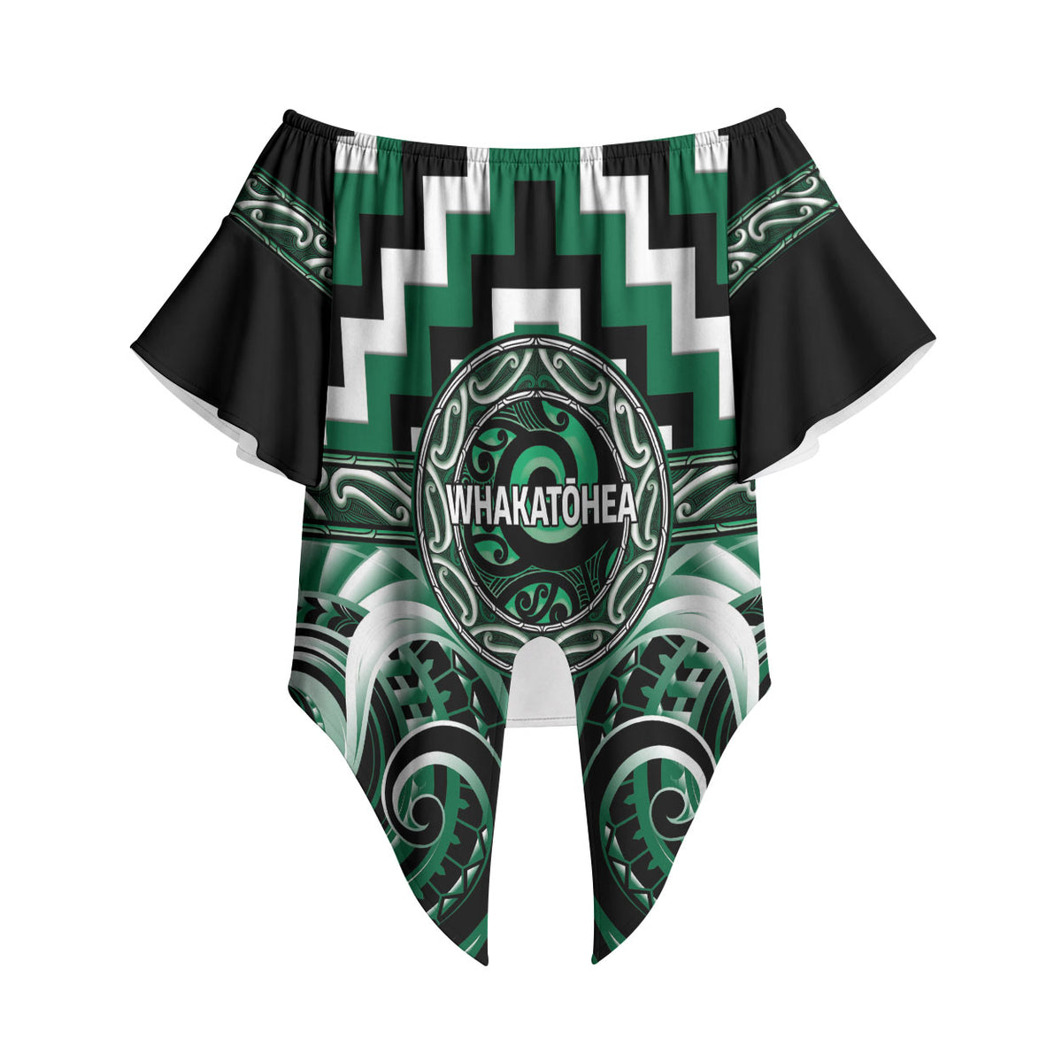 Aotearoa Whakatohea Personalised Off Shoulder Wrap Waist Top Maori Iwi Poutama Puhoro Tattoo LT14 - Polynesian Pride