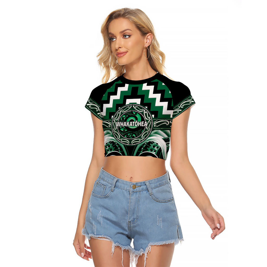 Aotearoa Whakatohea Personalised Raglan Cropped T Shirt Maori Iwi Poutama Puhoro Tattoo