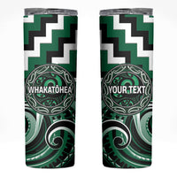 Aotearoa Whakatohea Personalised Skinny Tumbler Maori Iwi Poutama Puhoro Tattoo LT14 Green - Polynesian Pride