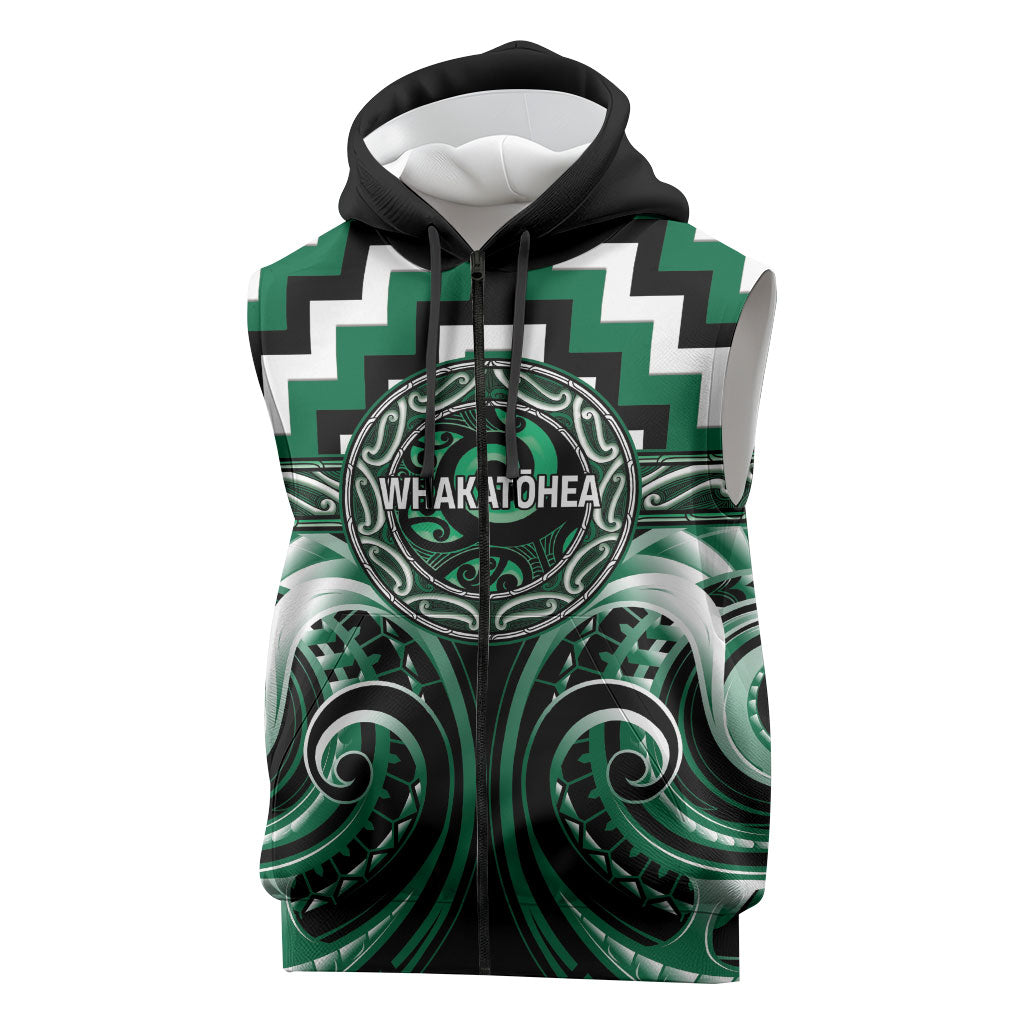 Aotearoa Whakatohea Personalised Sleeveless Zip Hoodie Maori Iwi Poutama Puhoro Tattoo