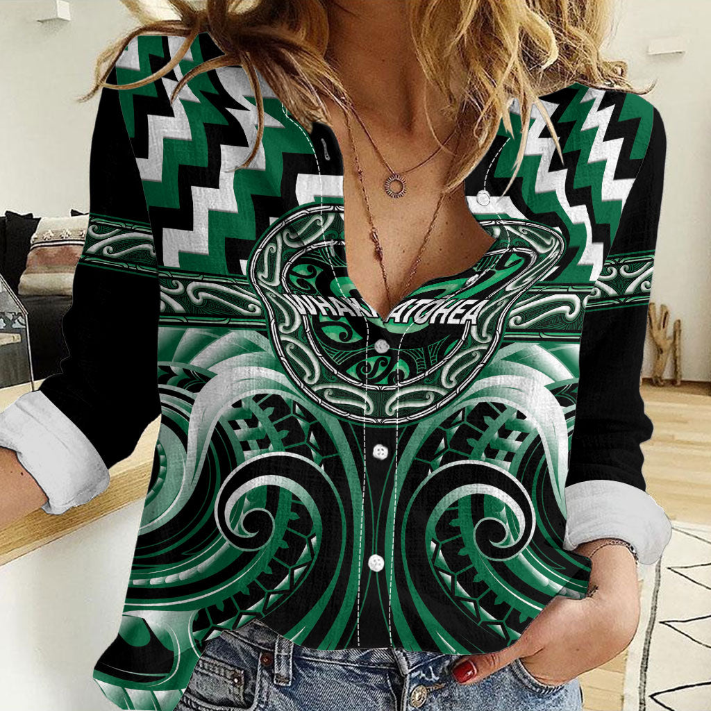 Aotearoa Whakatohea Personalised Women Casual Shirt Maori Iwi Poutama Puhoro Tattoo