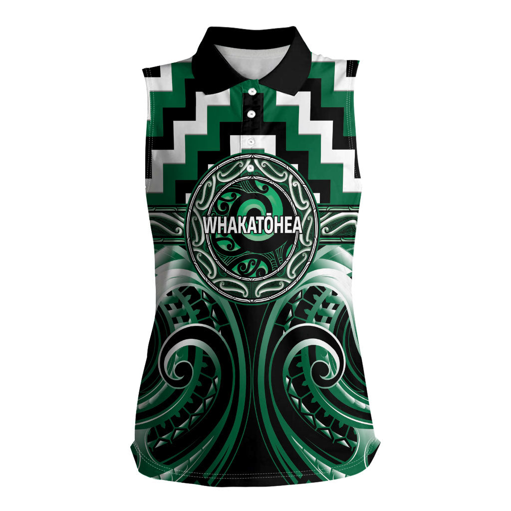 Aotearoa Whakatohea Personalised Women Sleeveless Polo Shirt Maori Iwi Poutama Puhoro Tattoo