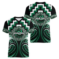 Aotearoa Whakatohea Personalised Women V-Neck T-Shirt Maori Iwi Poutama Puhoro Tattoo LT14 - Polynesian Pride
