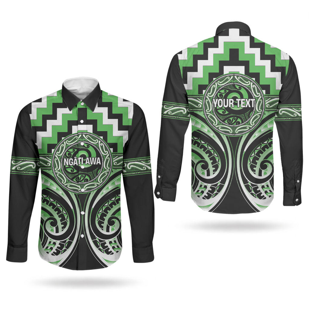 Aotearoa Ngati Awa Personalised Couples Matching Short Sleeve Bodycon Dress and Long Sleeve Button Shirt Maori Iwi Poutama Puhoro Tattoo LT14 - Polynesian Pride