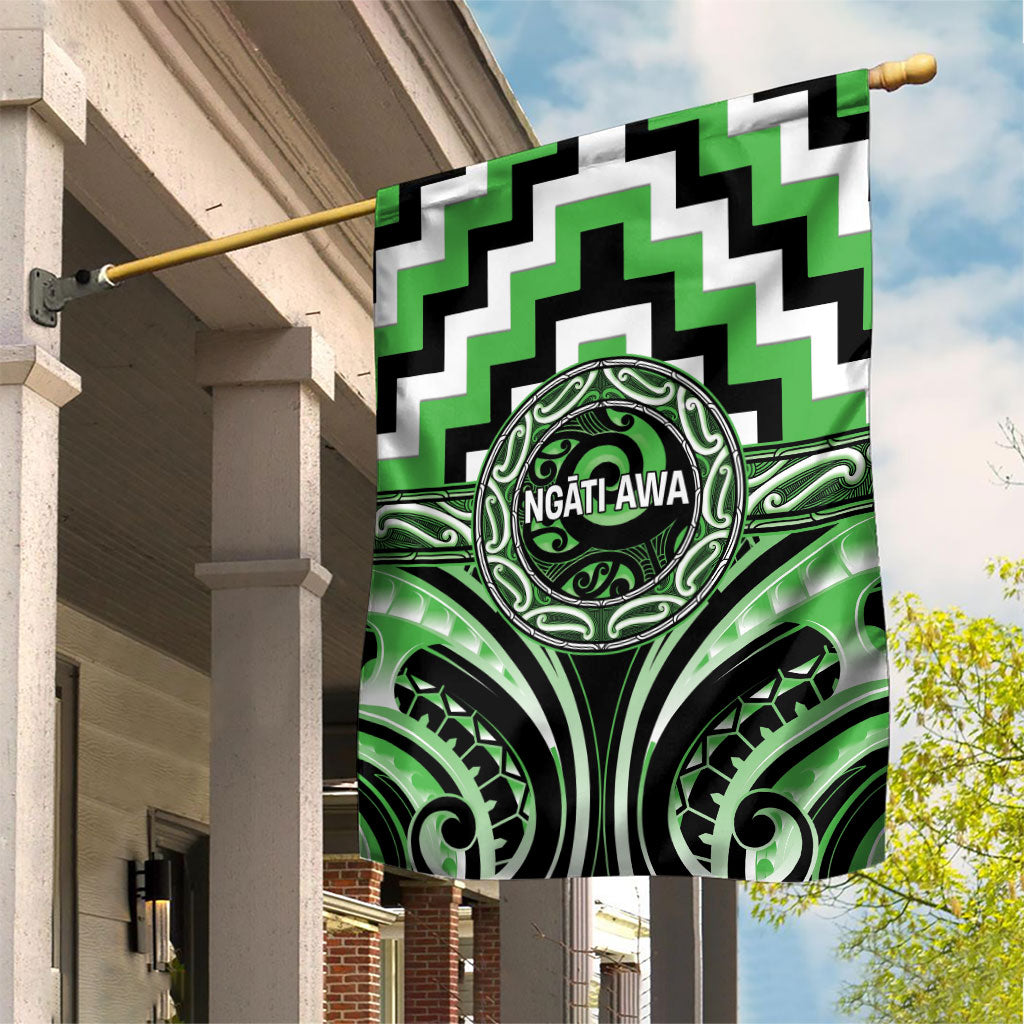 Aotearoa Ngati Awa Garden Flag Maori Iwi Poutama Puhoro Tattoo LT14 House Flag Green - Polynesian Pride