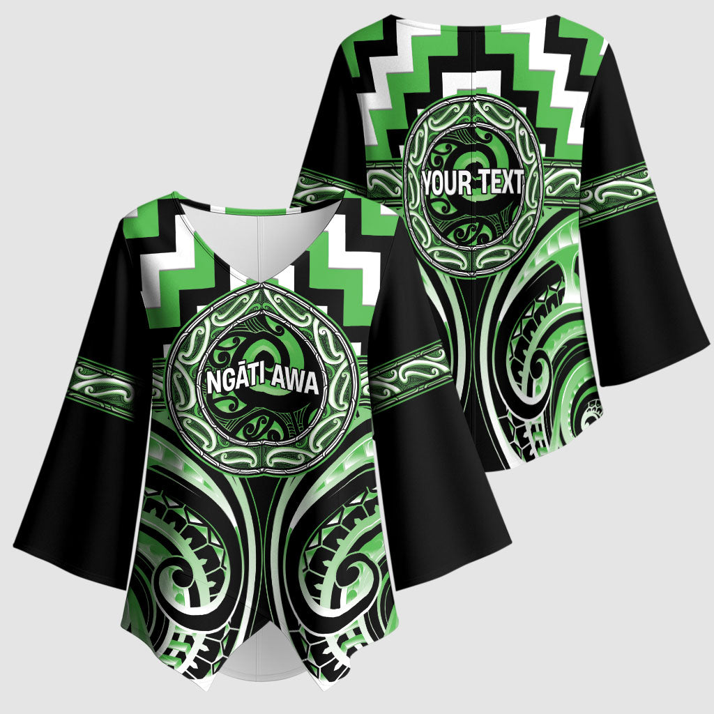 Aotearoa Ngati Awa Personalised Kimono Sleeve Blouse Maori Iwi Poutama Puhoro Tattoo LT14 - Polynesian Pride