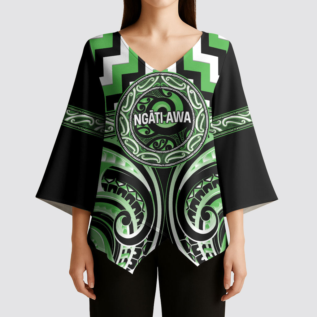 Aotearoa Ngati Awa Personalised Kimono Sleeve Blouse Maori Iwi Poutama Puhoro Tattoo LT14 - Polynesian Pride