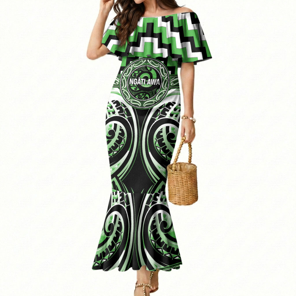 Aotearoa Ngati Awa Personalised Mermaid Dress Maori Iwi Poutama Puhoro Tattoo