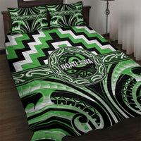 Aotearoa Ngati Awa Quilt Bed Set Maori Iwi Poutama Puhoro Tattoo LT14 Green - Polynesian Pride