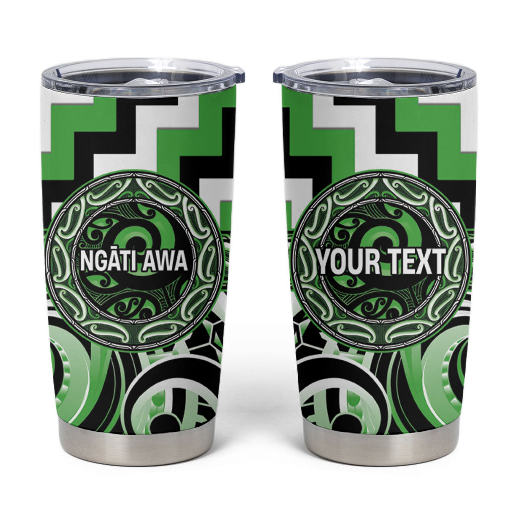 Aotearoa Ngati Awa Personalised Tumbler Cup Maori Iwi Poutama Puhoro Tattoo LT14 Green - Polynesian Pride