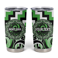 Aotearoa Ngati Awa Personalised Tumbler Cup Maori Iwi Poutama Puhoro Tattoo LT14 Green - Polynesian Pride