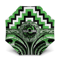 Aotearoa Ngati Awa Umbrella Maori Iwi Poutama Puhoro Tattoo LT14 One Size Folded 11.42 inch Opened Diameter 37.4 inch Green - Polynesian Pride