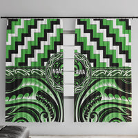 Aotearoa Ngati Awa Window Curtain Maori Iwi Poutama Puhoro Tattoo LT14 With Hooks Green - Polynesian Pride