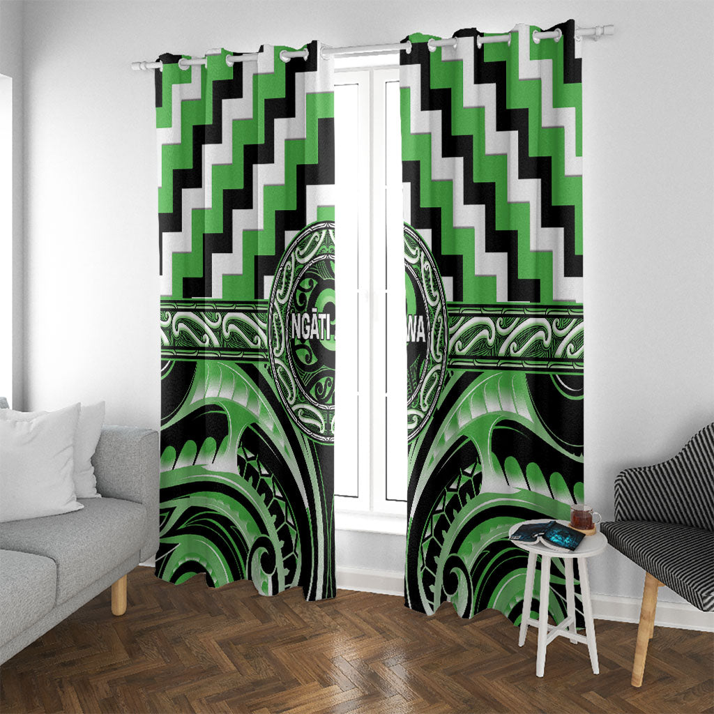 Aotearoa Ngati Awa Window Curtain Maori Iwi Poutama Puhoro Tattoo LT14 With Grommets Green - Polynesian Pride