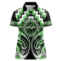 Aotearoa Ngati Awa Personalised Women Polo Shirt Maori Iwi Poutama Puhoro Tattoo LT14 Female Green - Polynesian Pride