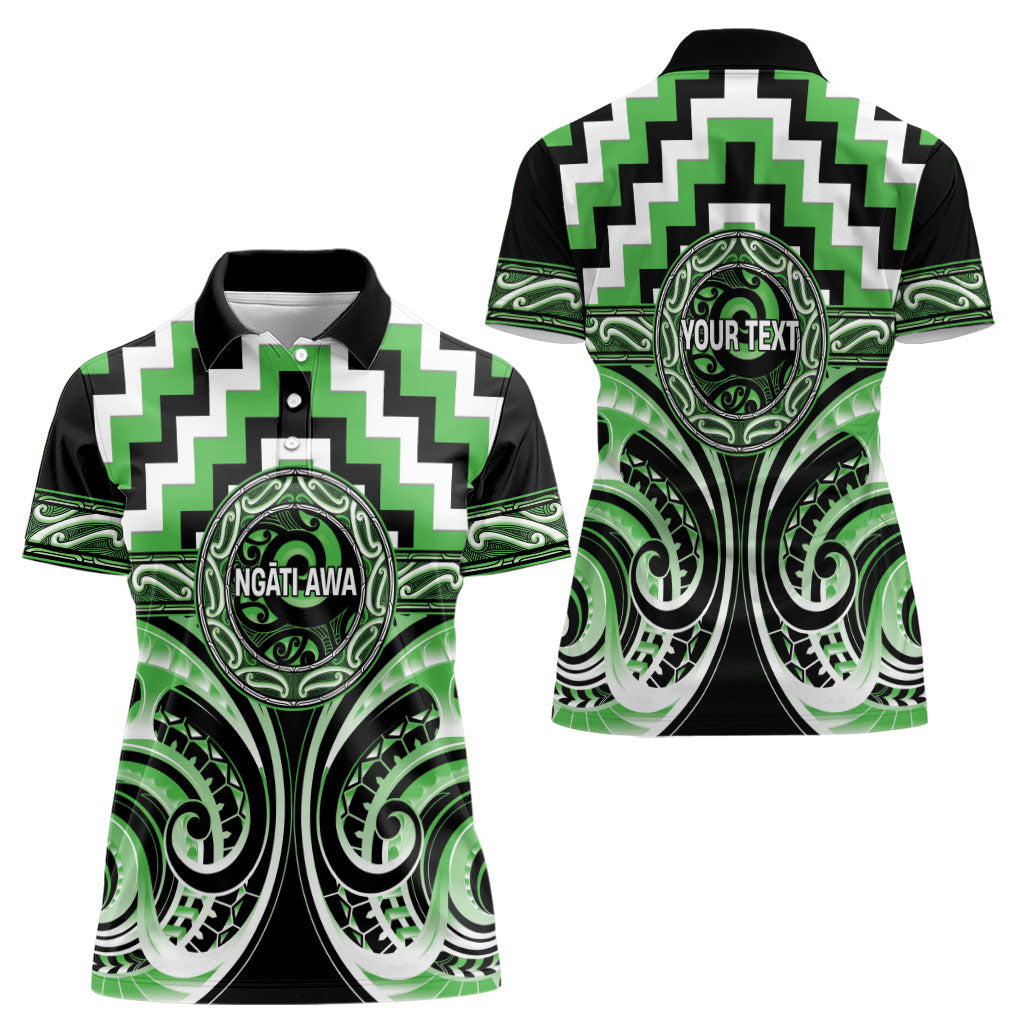 Aotearoa Ngati Awa Personalised Women Polo Shirt Maori Iwi Poutama Puhoro Tattoo LT14 - Polynesian Pride