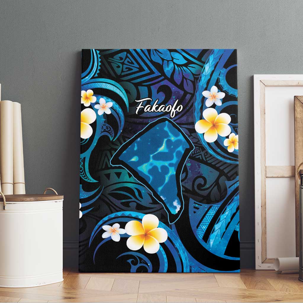 Tokelau Fakaofo Atoll Canvas Wall Art Polynesian Tattoo Plumeria With Map