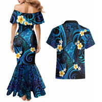 Tokelau Fakaofo Atoll Couples Matching Mermaid Dress and Hawaiian Shirt Polynesian Tattoo Plumeria With Map LT14 - Polynesian Pride