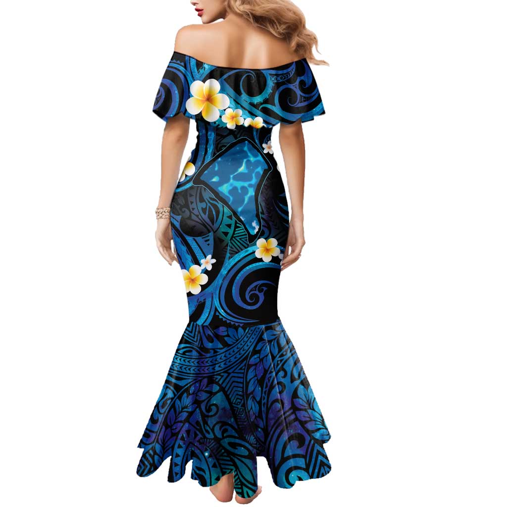 Tokelau Fakaofo Atoll Family Matching Mermaid Dress and Hawaiian Shirt Polynesian Tattoo Plumeria With Map LT14 - Polynesian Pride