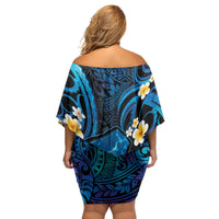 Tokelau Fakaofo Atoll Family Matching Off Shoulder Short Dress and Hawaiian Shirt Polynesian Tattoo Plumeria With Map LT14 - Polynesian Pride