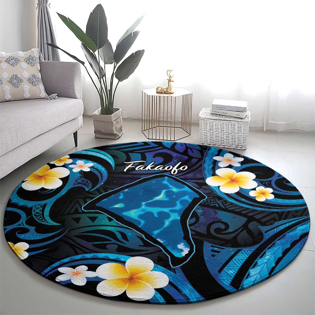 Tokelau Fakaofo Atoll Round Carpet Polynesian Tattoo Plumeria With Map
