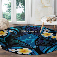 Tokelau Fakaofo Atoll Round Carpet Polynesian Tattoo Plumeria With Map