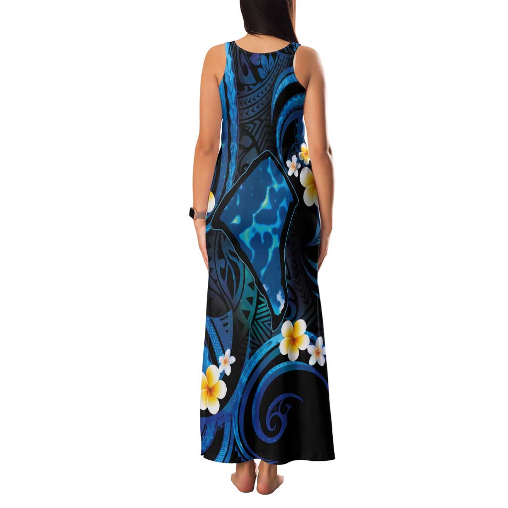 Tokelau Fakaofo Atoll Tank Maxi Dress Polynesian Tattoo Plumeria With Map LT14 - Polynesian Pride