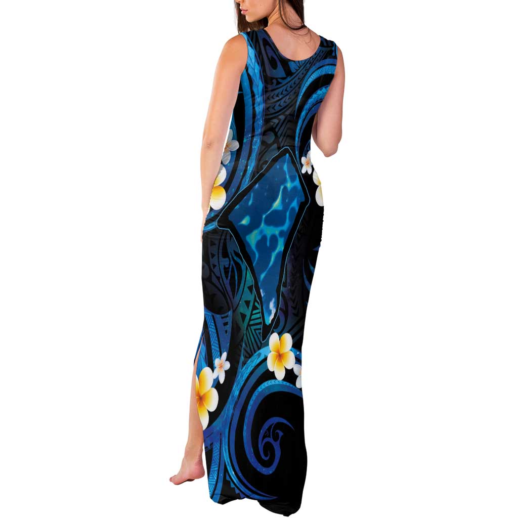 Tokelau Fakaofo Atoll Tank Maxi Dress Polynesian Tattoo Plumeria With Map LT14 - Polynesian Pride