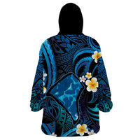 Tokelau Fakaofo Atoll Wearable Blanket Hoodie Polynesian Tattoo Plumeria With Map LT14 - Polynesian Pride