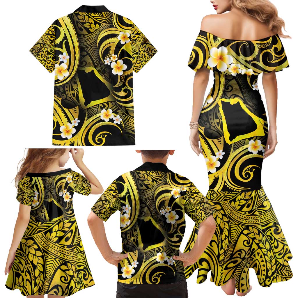 Tokelau Atafu Atoll Family Matching Mermaid Dress and Hawaiian Shirt Polynesian Tattoo Plumeria With Map LT14 - Polynesian Pride