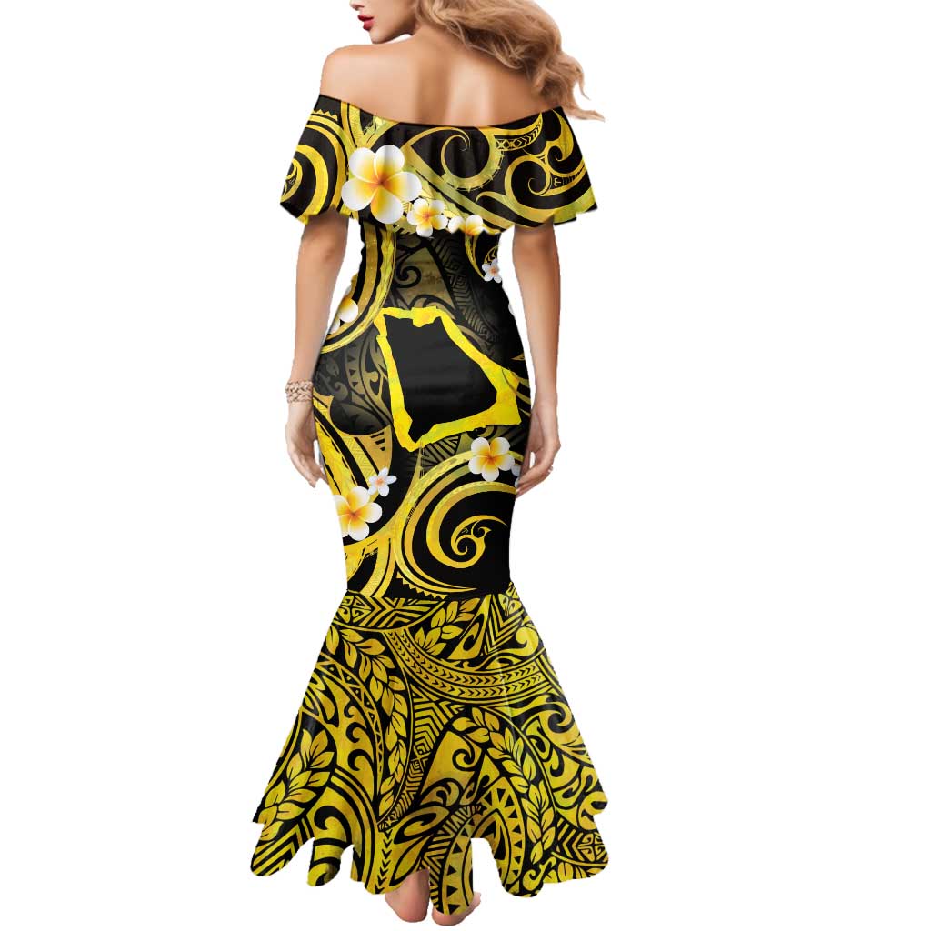 Tokelau Atafu Atoll Family Matching Mermaid Dress and Hawaiian Shirt Polynesian Tattoo Plumeria With Map LT14 - Polynesian Pride