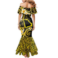 Tokelau Atafu Atoll Family Matching Mermaid Dress and Hawaiian Shirt Polynesian Tattoo Plumeria With Map LT14 - Polynesian Pride
