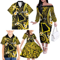 Tokelau Atafu Atoll Family Matching Off The Shoulder Long Sleeve Dress and Hawaiian Shirt Polynesian Tattoo Plumeria With Map LT14 - Polynesian Pride