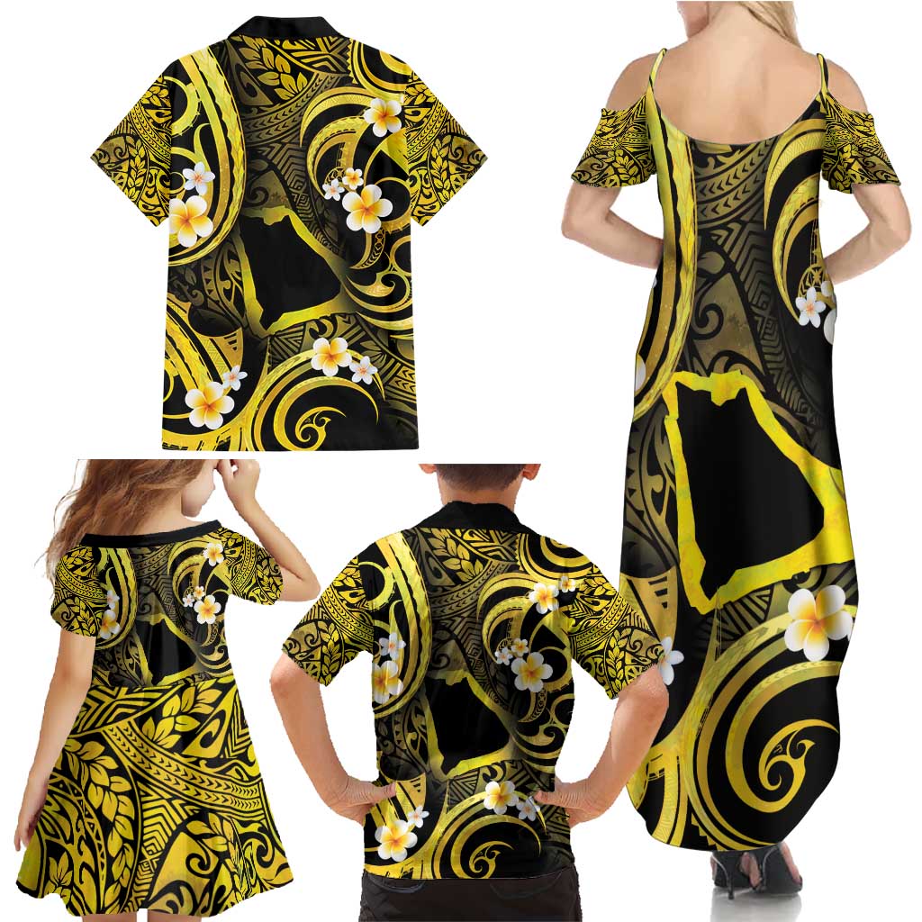 Tokelau Atafu Atoll Family Matching Summer Maxi Dress and Hawaiian Shirt Polynesian Tattoo Plumeria With Map LT14 - Polynesian Pride