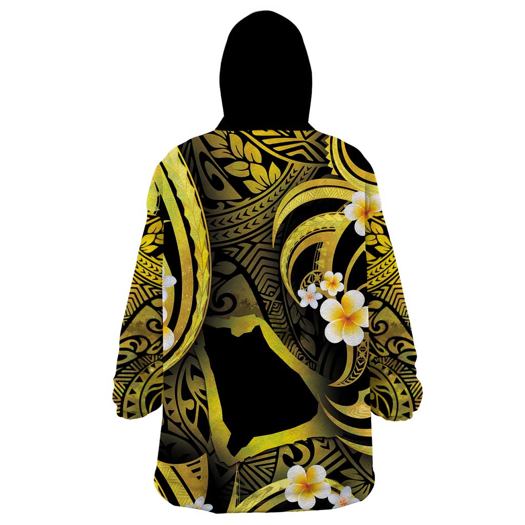 Tokelau Atafu Atoll Wearable Blanket Hoodie Polynesian Tattoo Plumeria With Map LT14 - Polynesian Pride