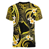 Tokelau Atafu Atoll Women V-Neck T-Shirt Polynesian Tattoo Plumeria With Map LT14 - Polynesian Pride