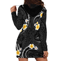 Black And Gray Hoodie Dress Curves Polynesian Tattoo Mix Plumeria Flowers LT14 - Polynesian Pride