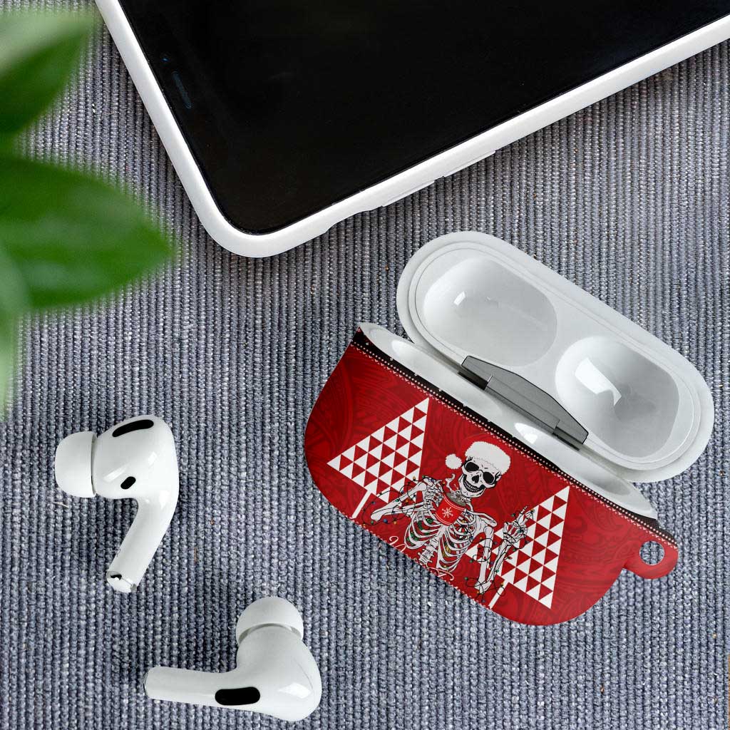 Personalized Hawaii Skull Christmas AirPods Case Mele Kalikimaka Hawaiian Kakau - Polynesian Pride